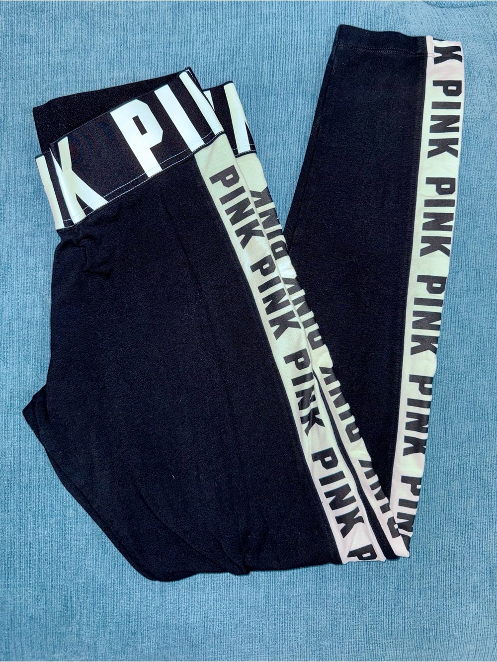 PINK Victoria's Secret Black Logo-Trim Leggings